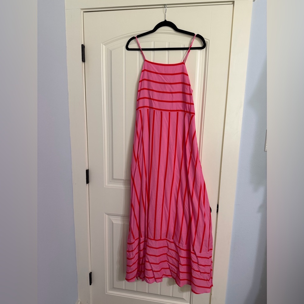 Pink and Red Striped Maxi Sundress